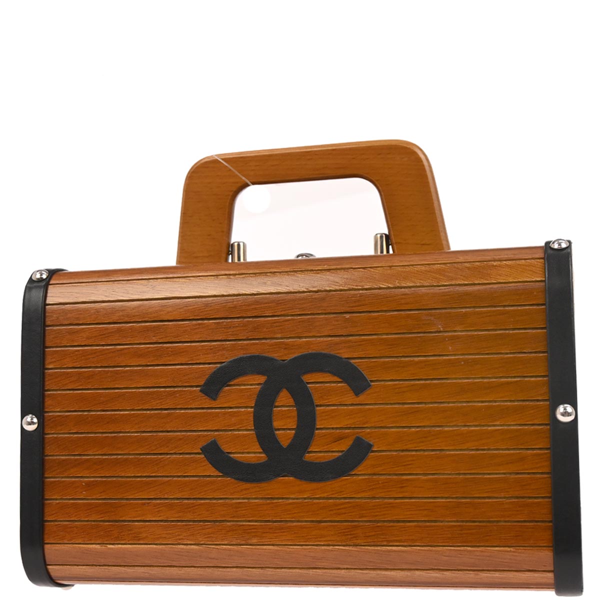 Chanel 1994-1996 Brown Black Wood Vanity Handbag Box