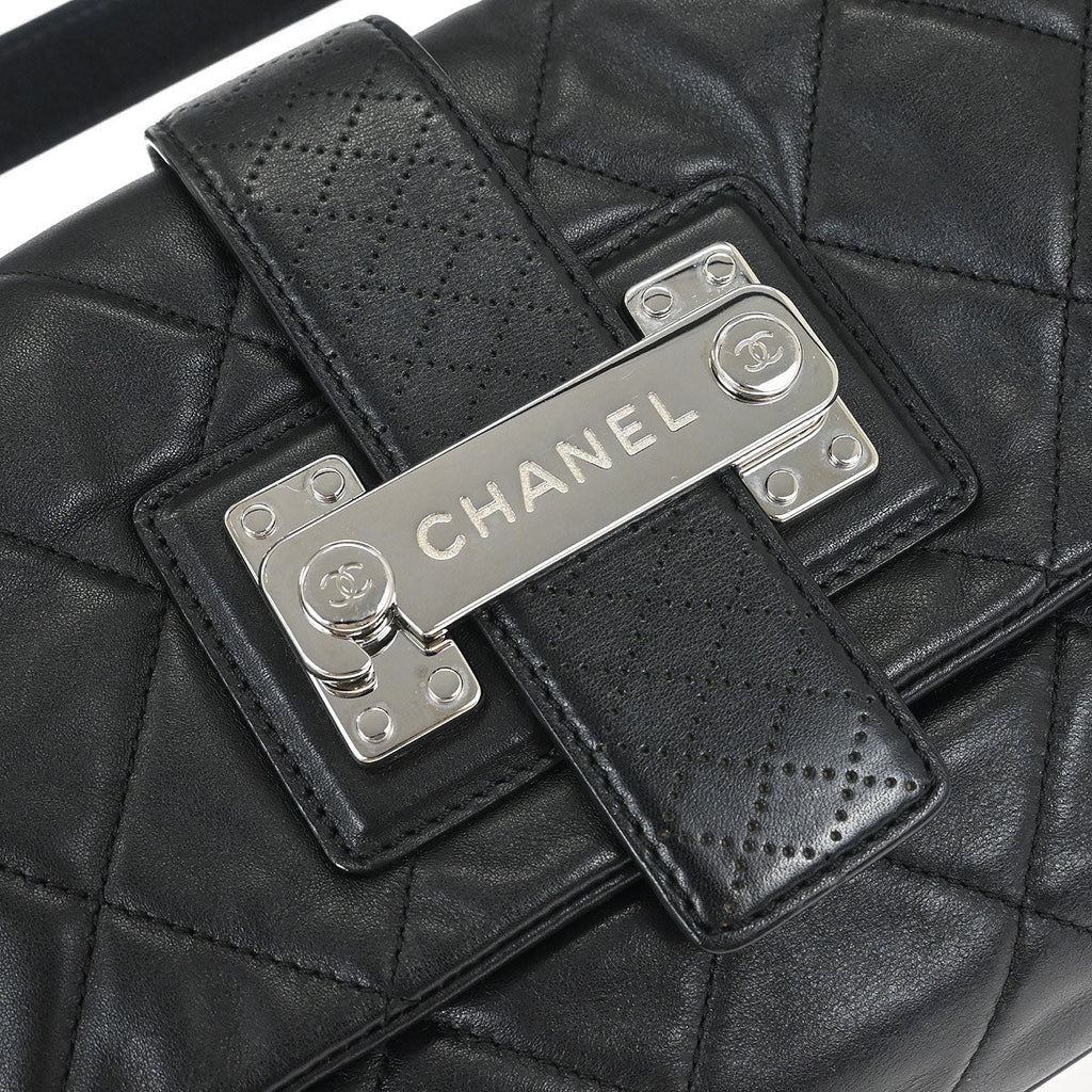 Chanel 2008-2009 Black Lambskin Door Latch Handbag