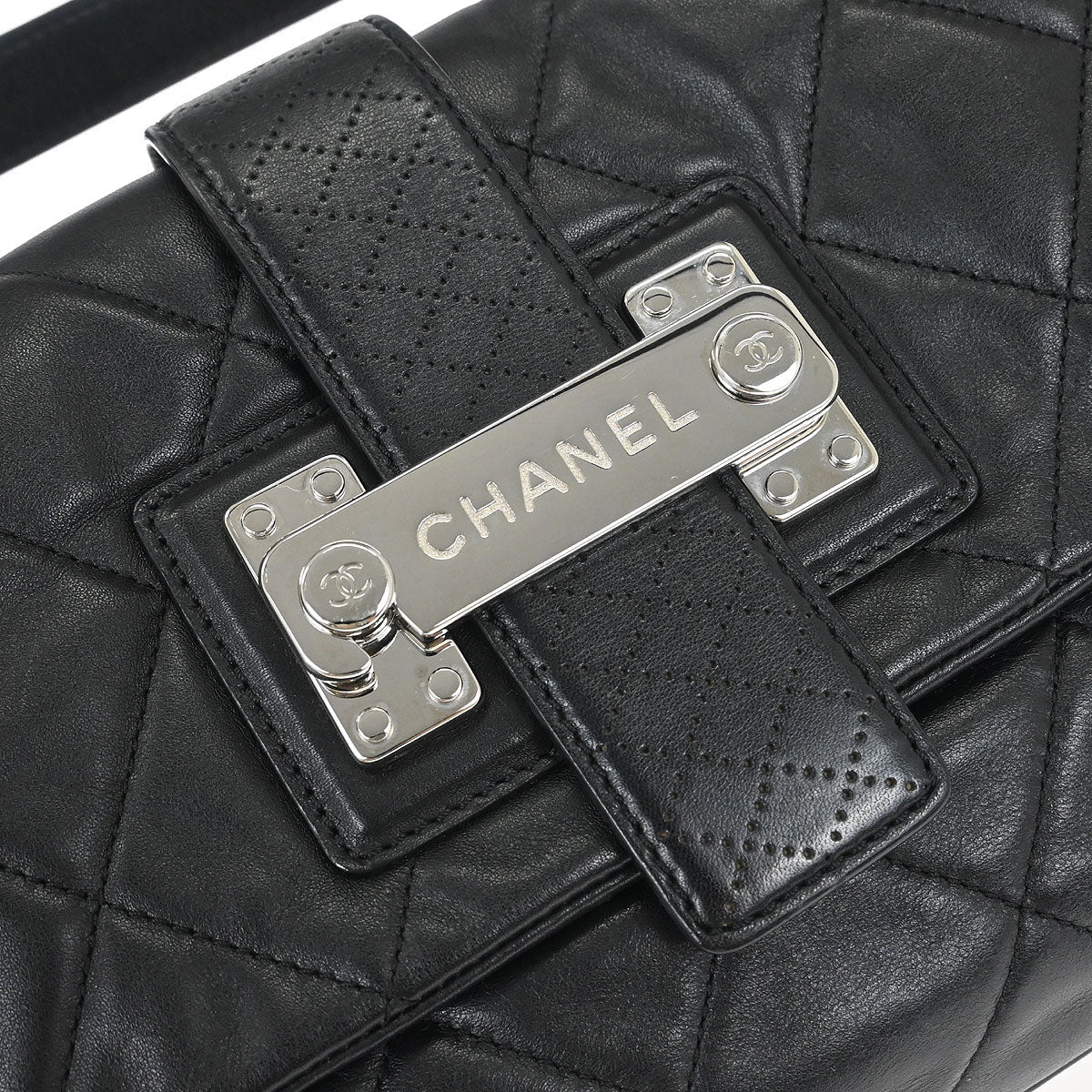 Chanel 2008-2009 Black Lambskin Door Latch Handbag