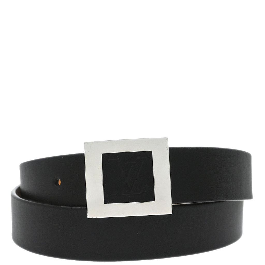 Louis Vuitton 2004 Black Ceinture Belt LV Stamp M6896S #100/40