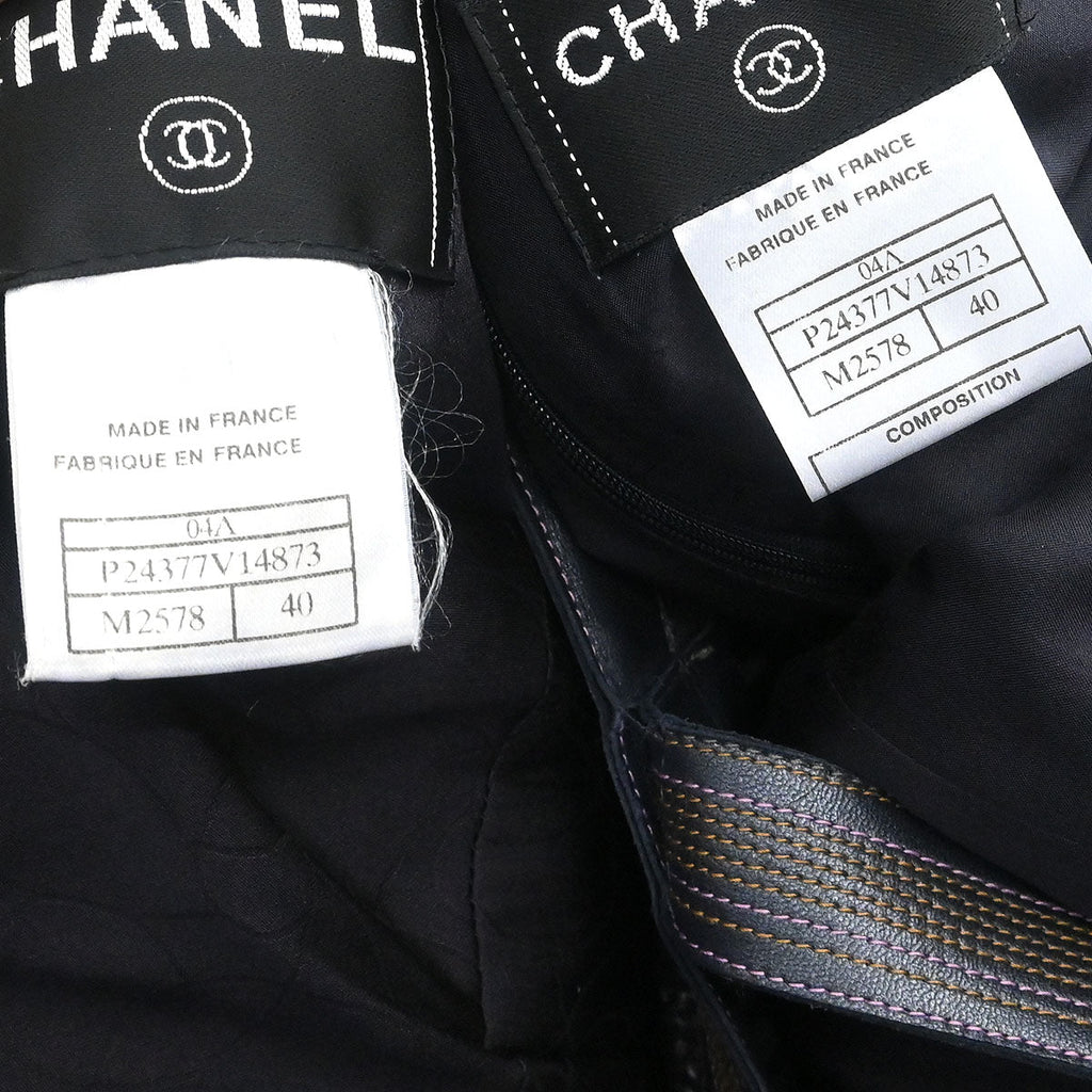 Chanel 2004 Setup Suit Jacket Dress Tweed Black #40