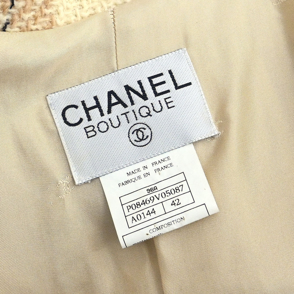 Chanel 1996 Single Breasted Coat Beige #42