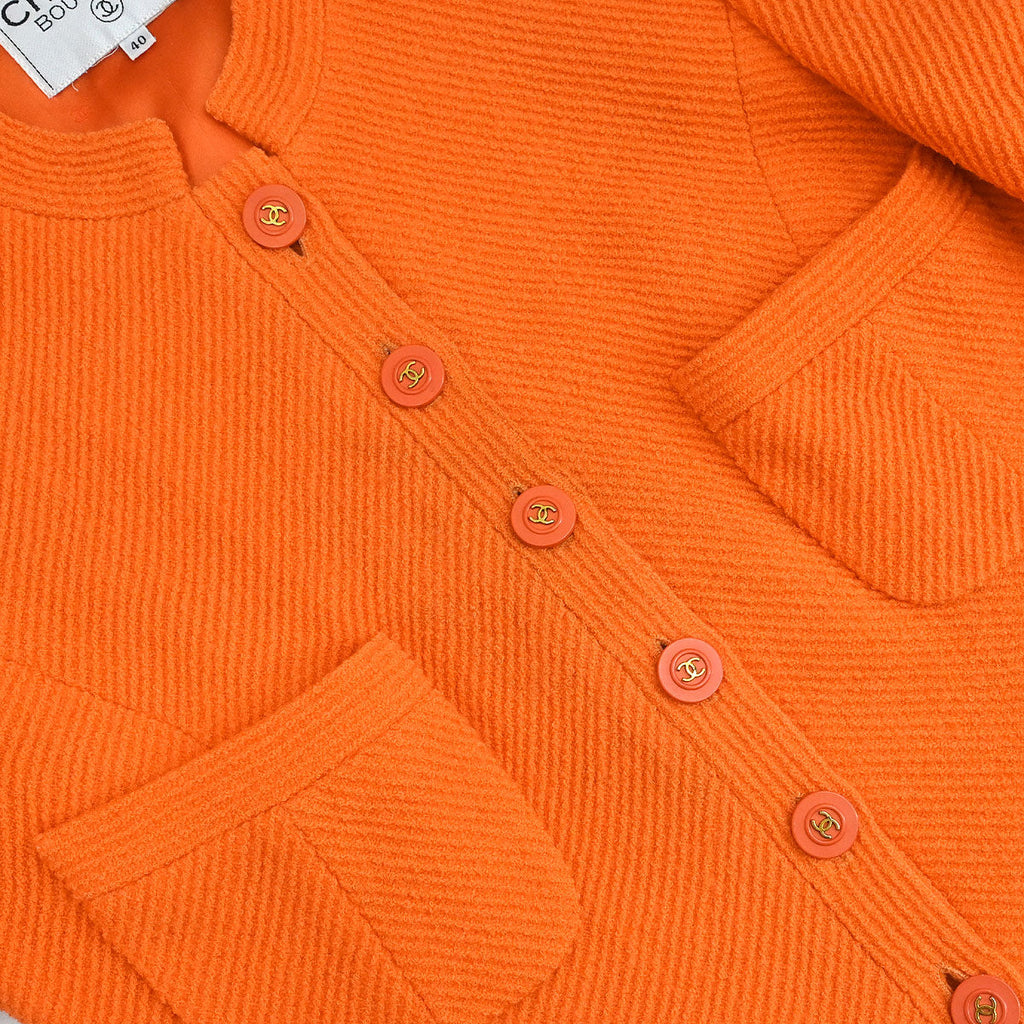 Chanel 1995 Setup Suit Jacket Skirt Orange #40