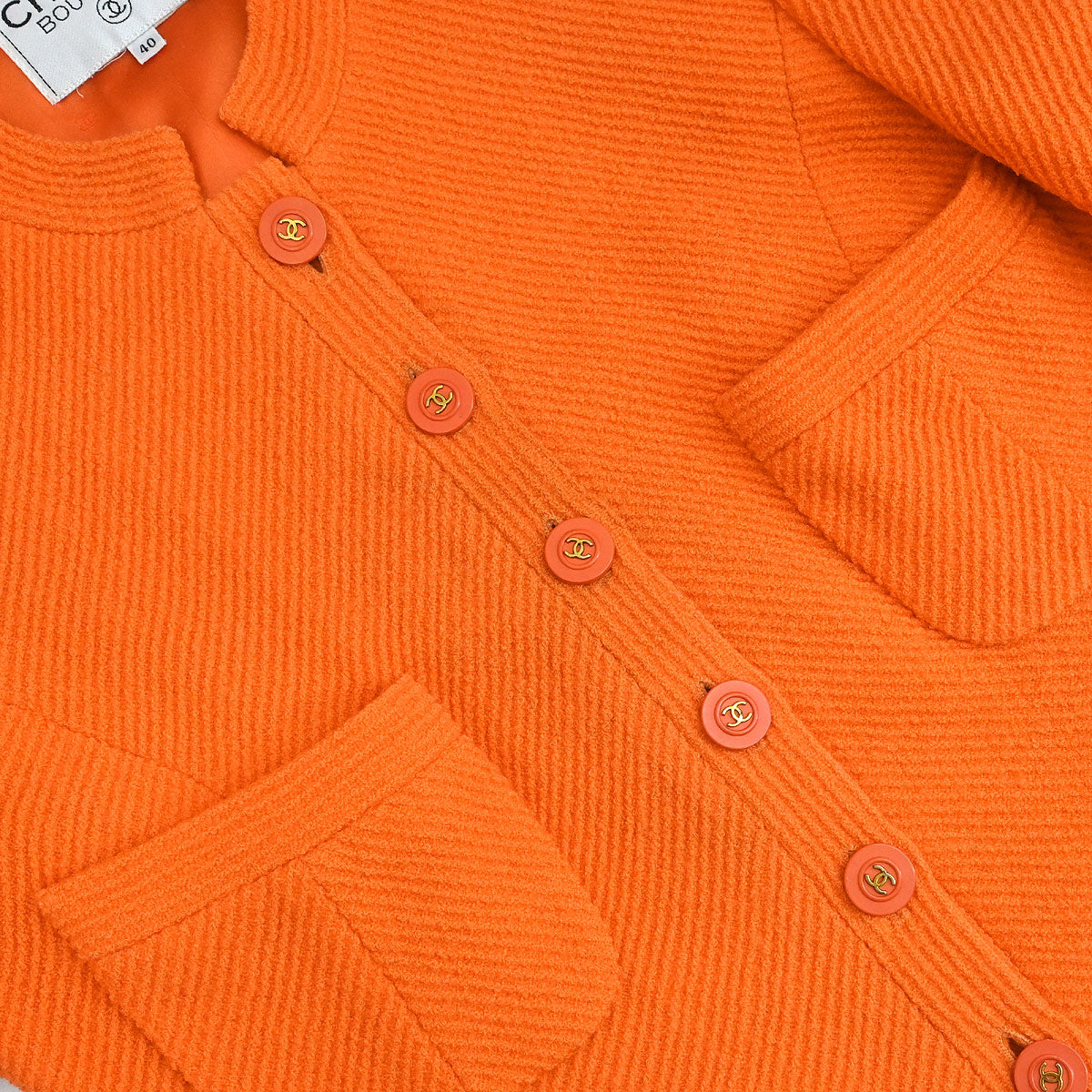Chanel 1995 Setup Suit Jacket Skirt Orange #40