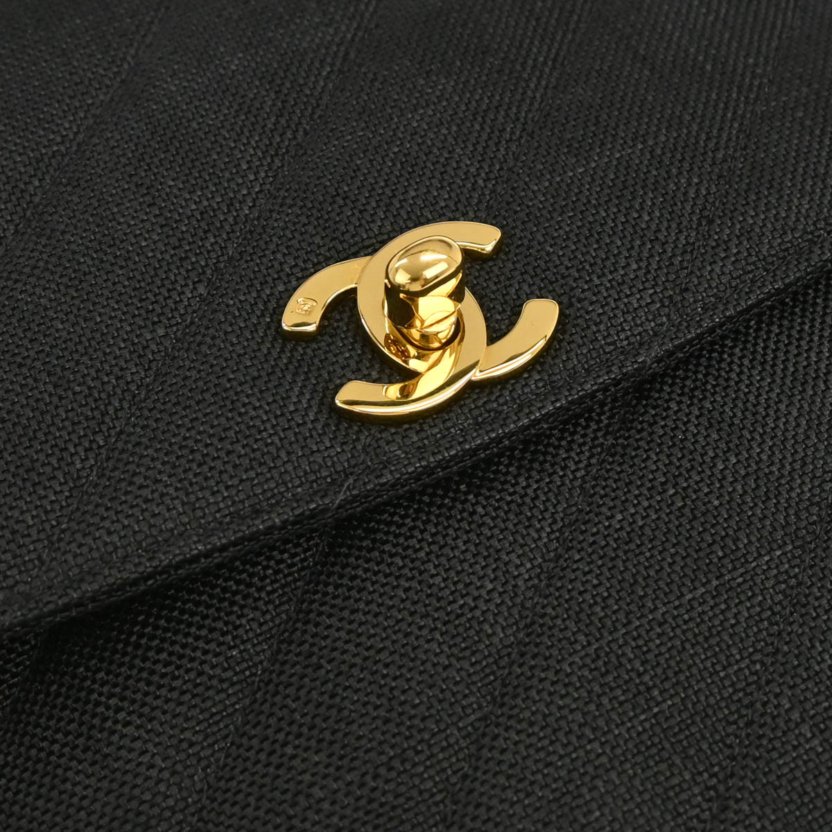 Chanel 1991-1994 Black Linen Top Handle 2way Shoulder Handbag