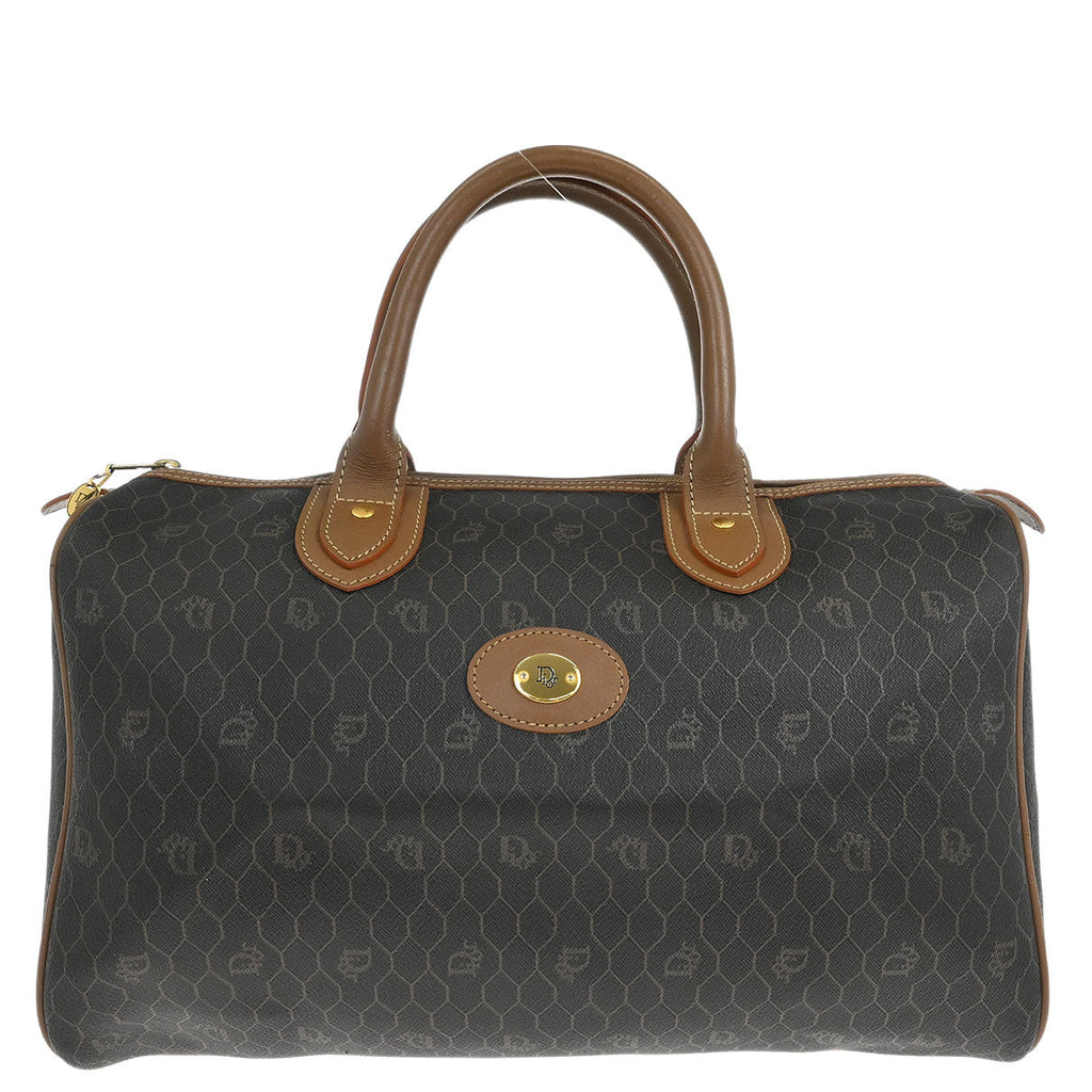Christian Dior Black Leather Honeycomb Duffle Handbag