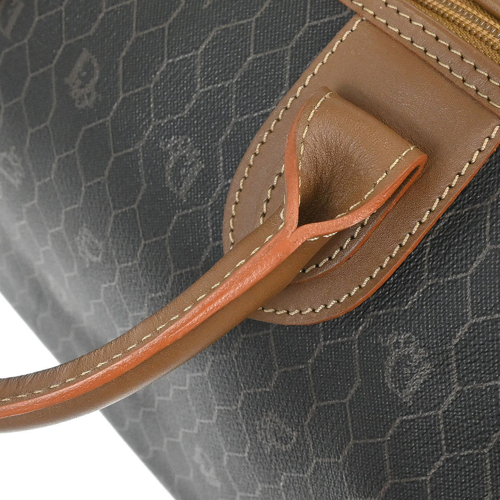 Christian Dior Black Leather Honeycomb Duffle Handbag