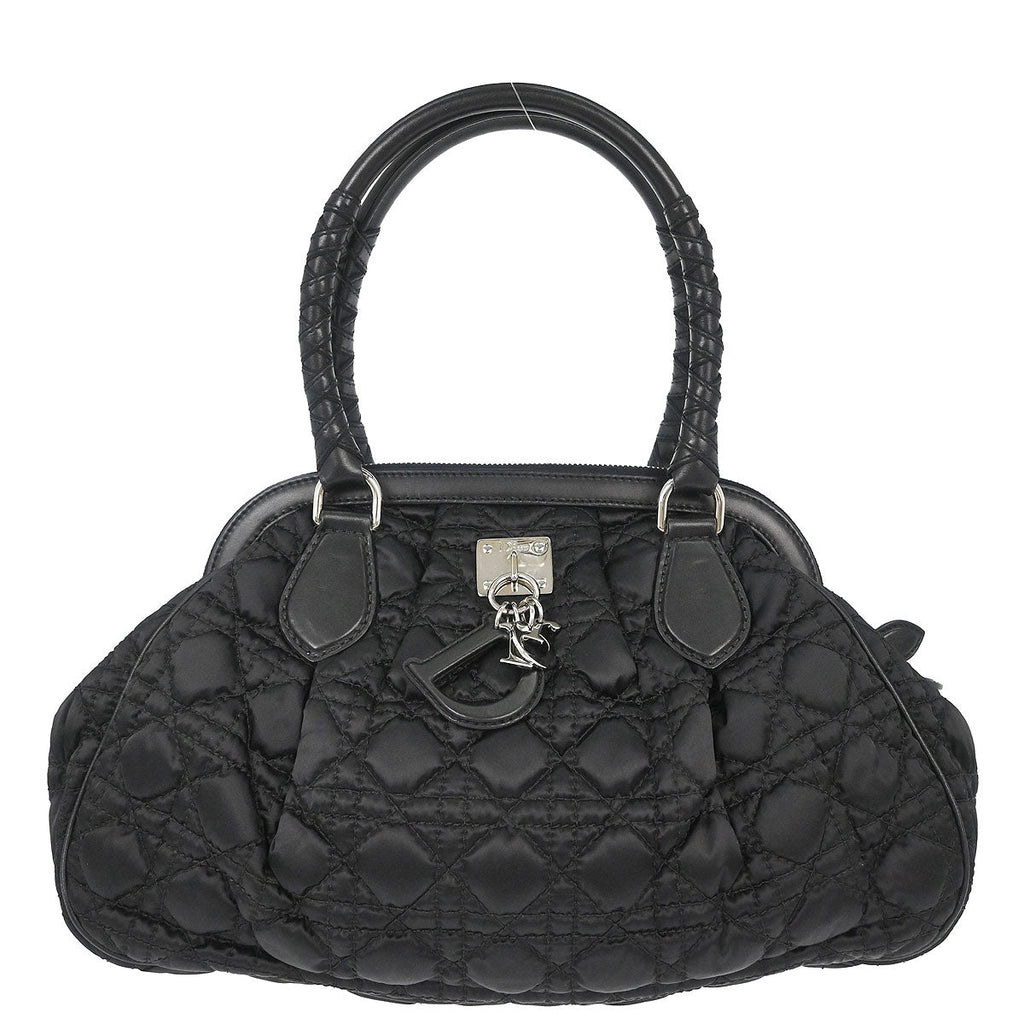 Christian Dior Black Nylon Cannage Charming Doctor Bag Handbag