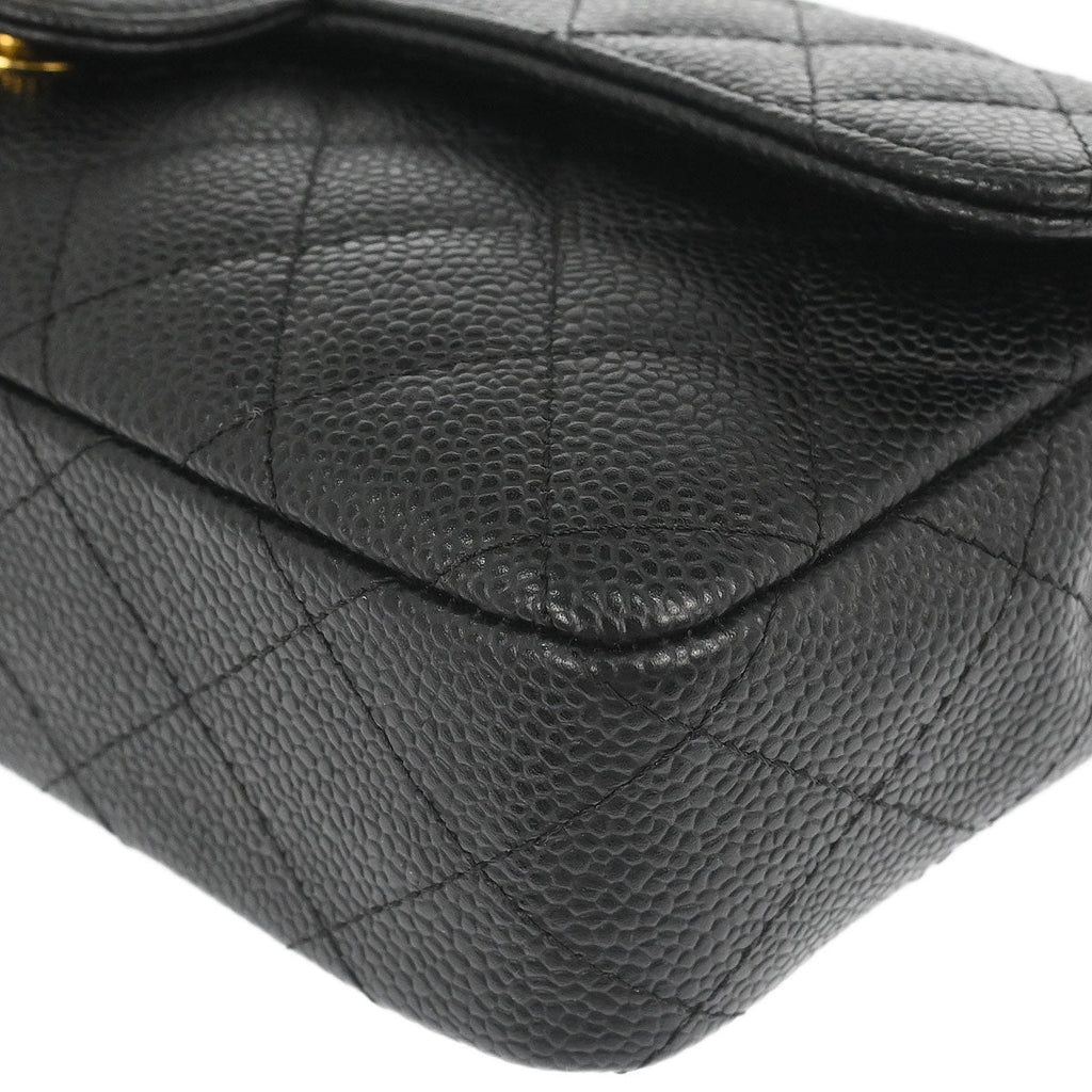 Chanel 2008-2009 Black Caviar Skin East West Shoulder Bag