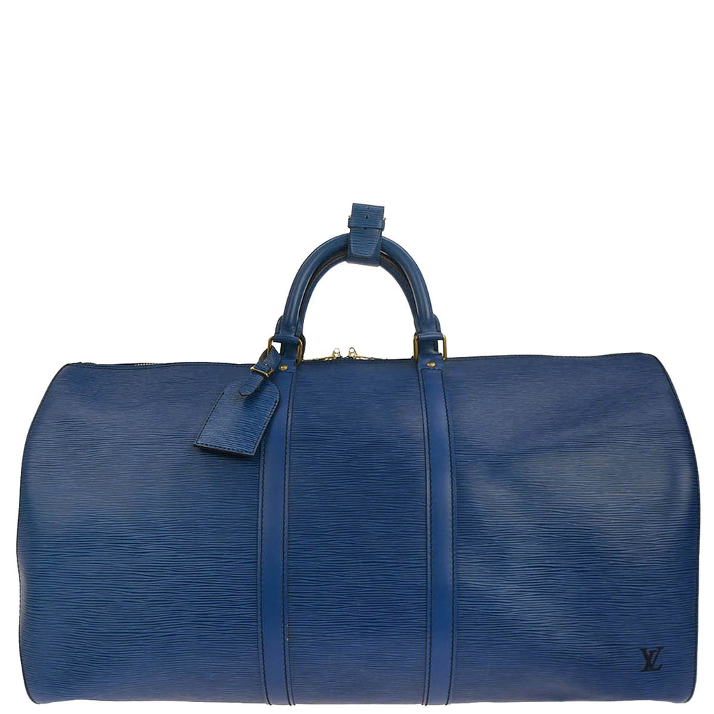 Louis Vuitton 1990 Blue Epi Keepall 55 Travel Handbag M42955