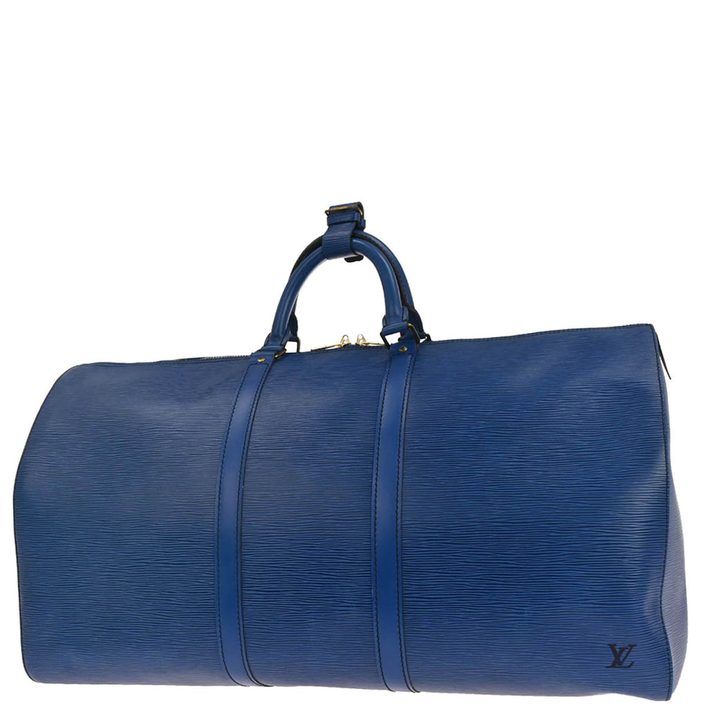 Louis Vuitton 1990 Blue Epi Keepall 55 Travel Handbag M42955