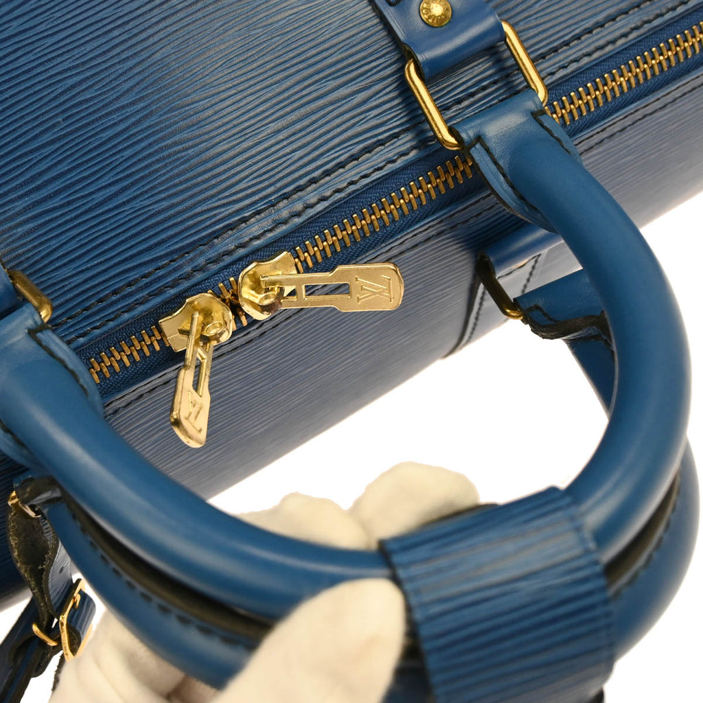Louis Vuitton 1990 Blue Epi Keepall 55 Travel Handbag M42955