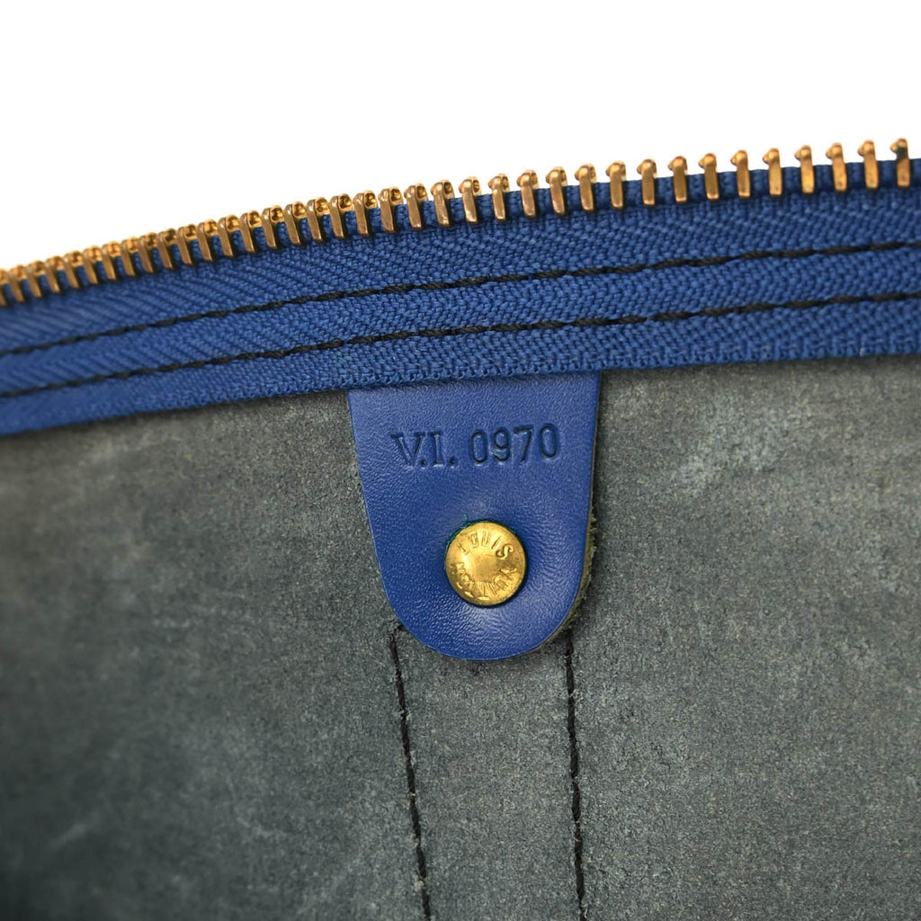 Louis Vuitton 1990 Blue Epi Keepall 55 Travel Handbag M42955