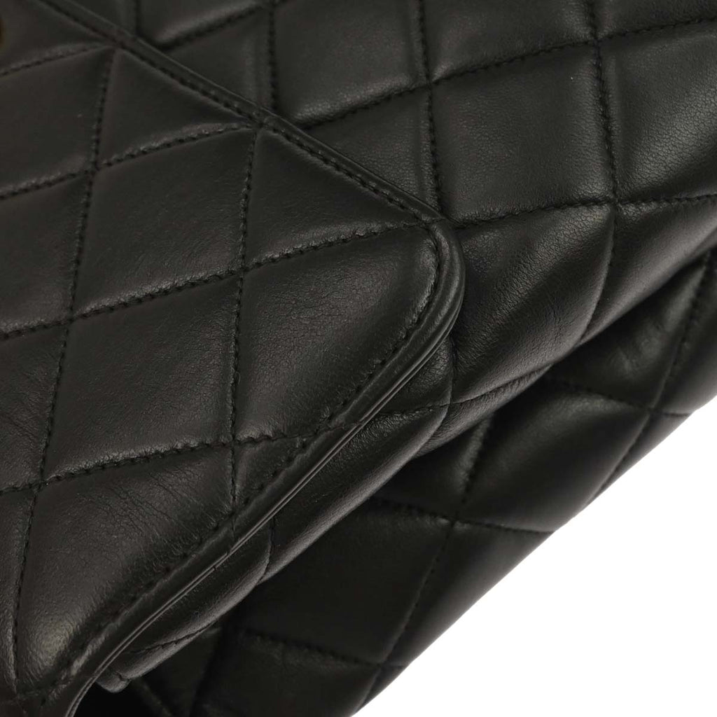 Chanel 1996-1997 Black Lambskin Kelly Top Handle Handbag