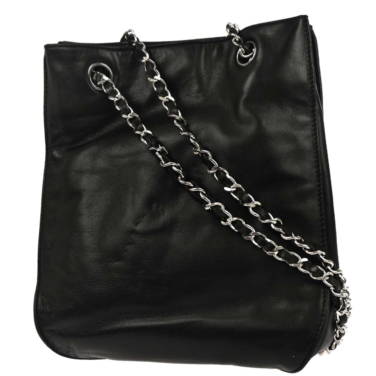 Chanel 1996-1997 Black Lambskin Chain Shoulder Bag