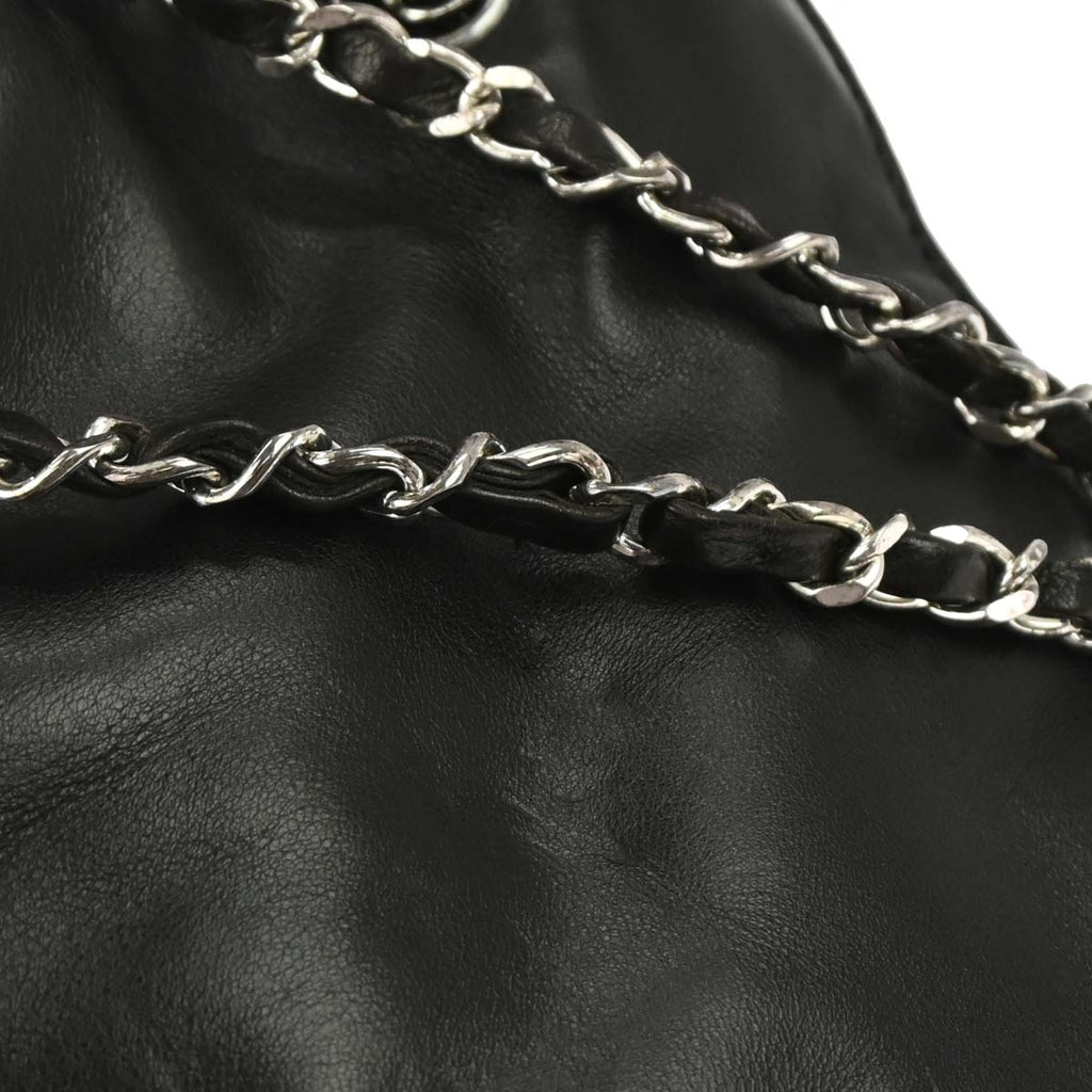 Chanel 1996-1997 Black Lambskin Chain Shoulder Bag