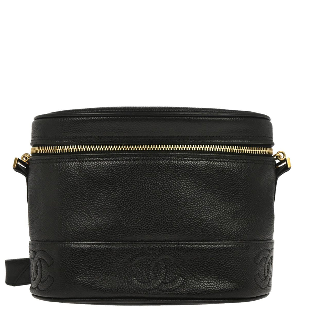 Chanel 1996-1997 Black Caviar Skin Triple CC Shoulder Bag
