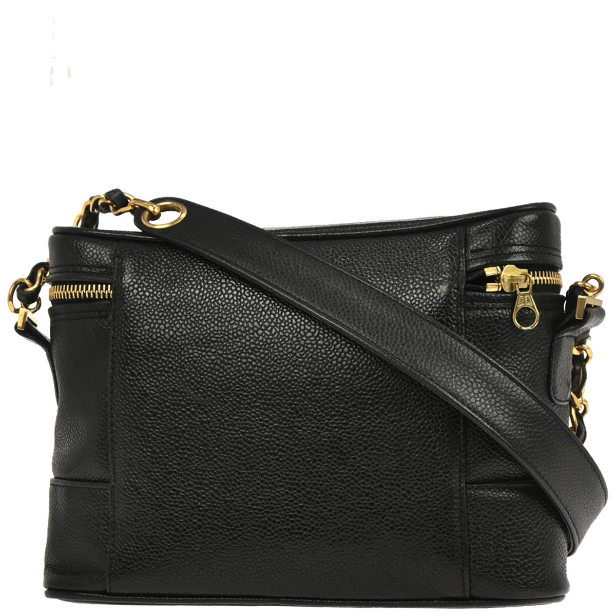 Chanel 1996-1997 Black Caviar Skin Triple CC Shoulder Bag