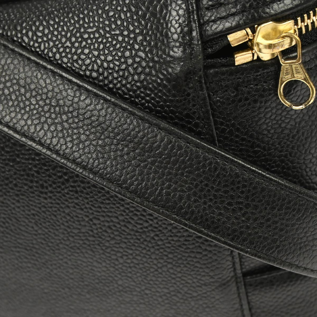 Chanel 1996-1997 Black Caviar Skin Triple CC Shoulder Bag