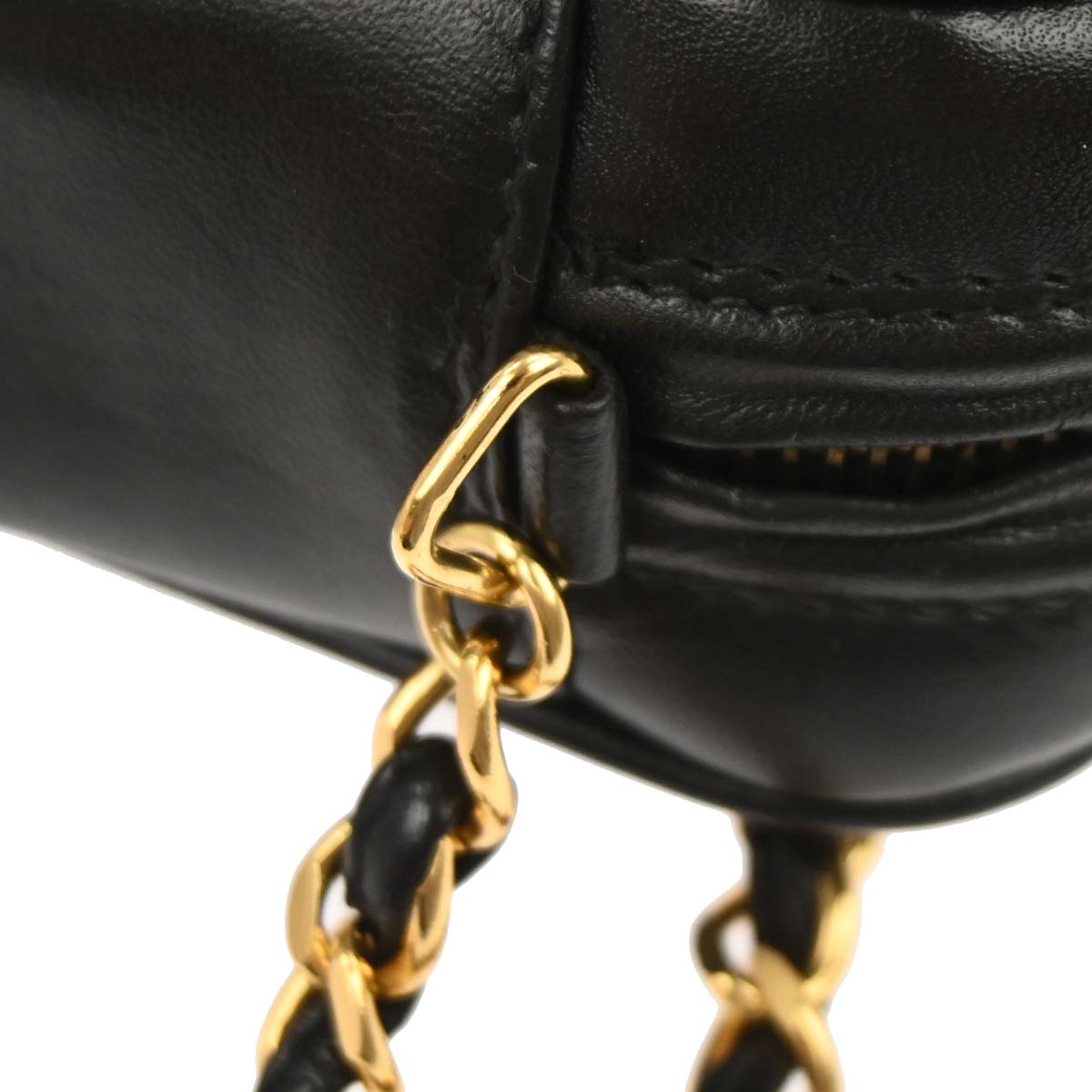 Chanel 1994-1996 Black Lambskin Triple CC Camera Bag Small
