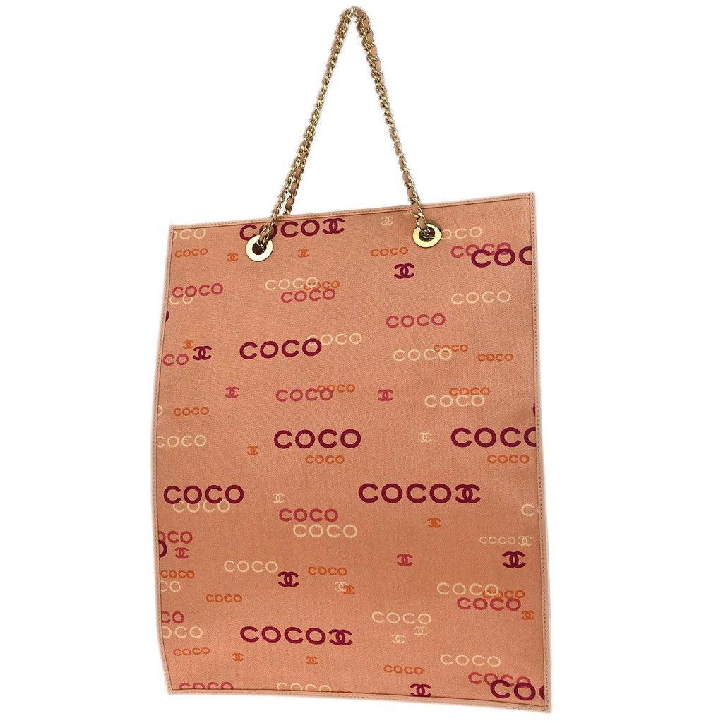 Chanel 2002-2003 Pink Canvas COCO Tote Handbag