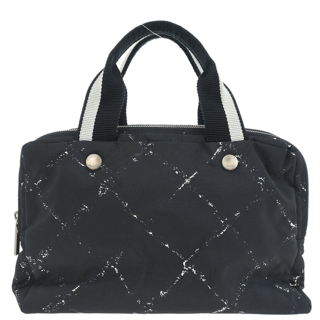 Chanel 1997-1999 Black Jacquard Nylon Travel Line Handbag