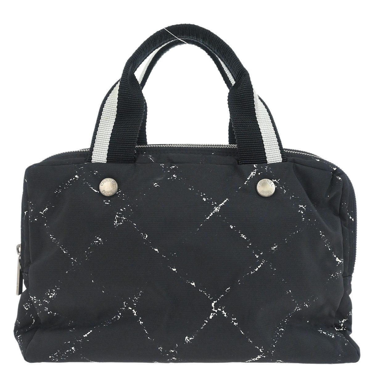 Chanel 1997-1999 Black Jacquard Nylon Travel Line Handbag