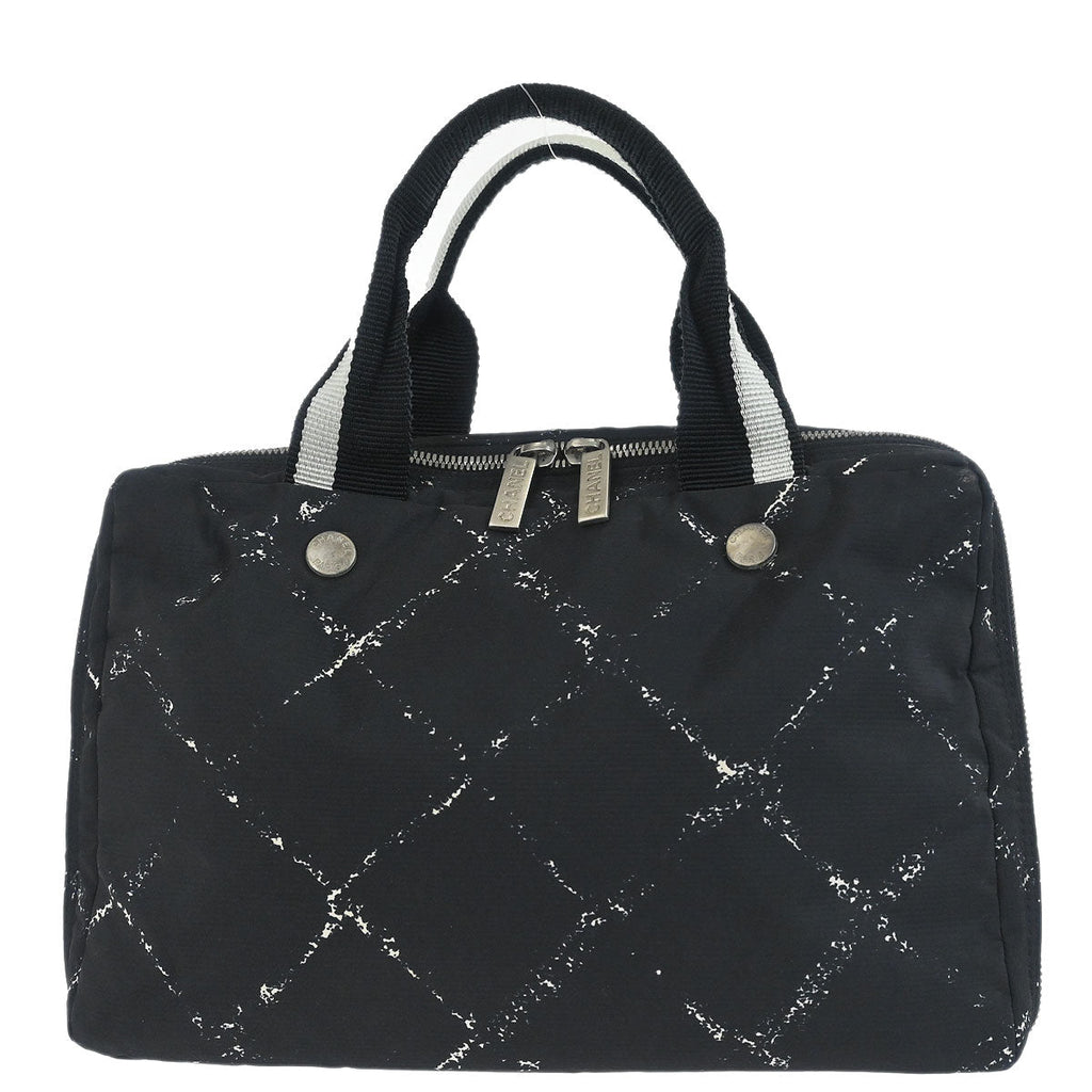 Chanel 1997-1999 Black Jacquard Nylon Travel Line Handbag