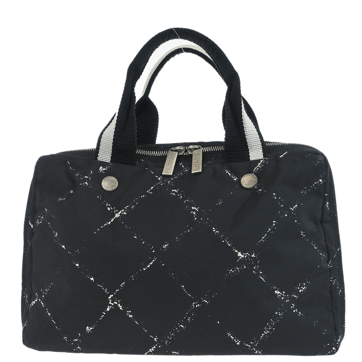 Chanel 1997-1999 Black Jacquard Nylon Travel Line Handbag