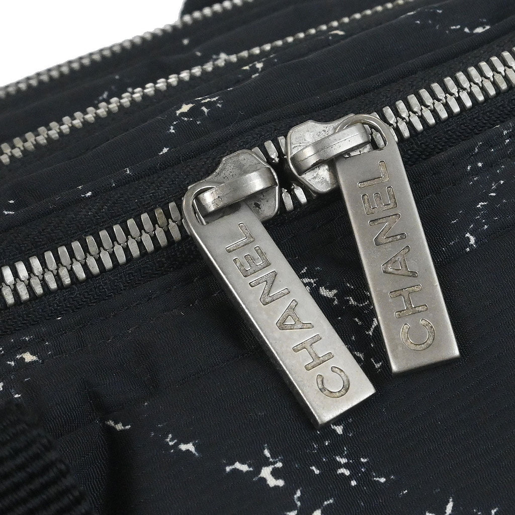 Chanel 1997-1999 Black Jacquard Nylon Travel Line Handbag