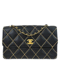 Chanel 2006-2008 Black Calfskin Wild Stitch Single Flap Shoulder Bag