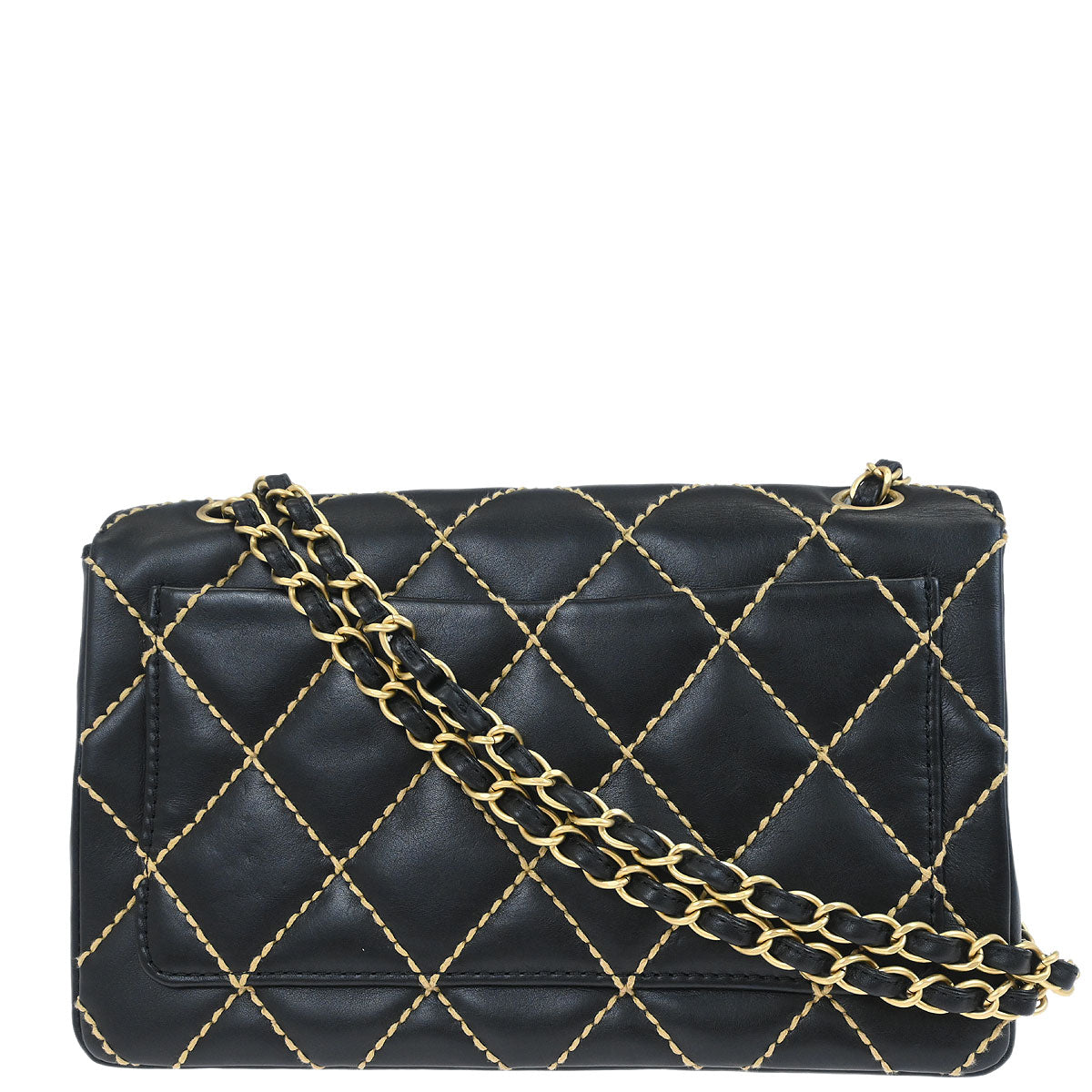 Chanel 2006-2008 Black Calfskin Wild Stitch Single Flap Shoulder Bag