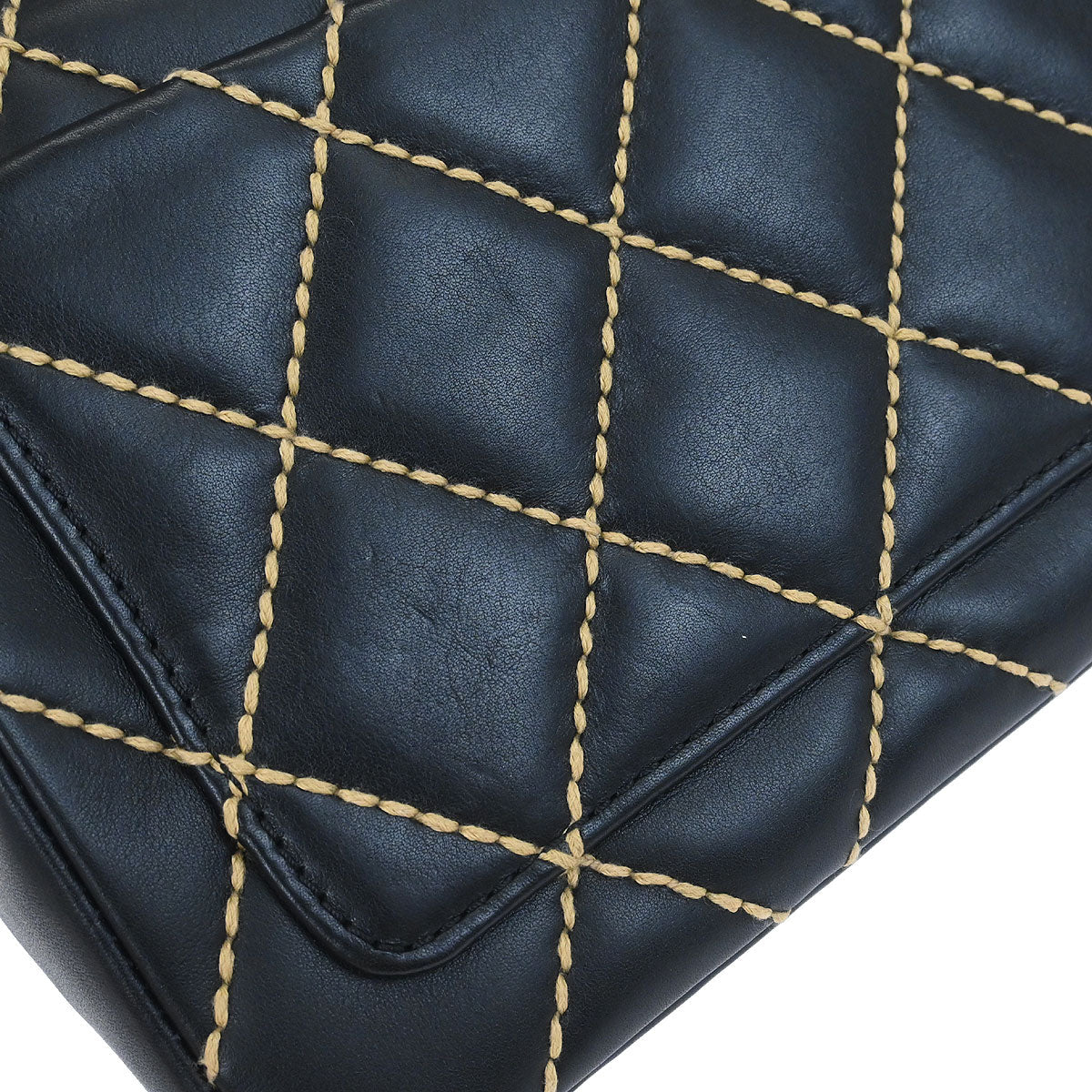 Chanel 2006-2008 Black Calfskin Wild Stitch Single Flap Shoulder Bag