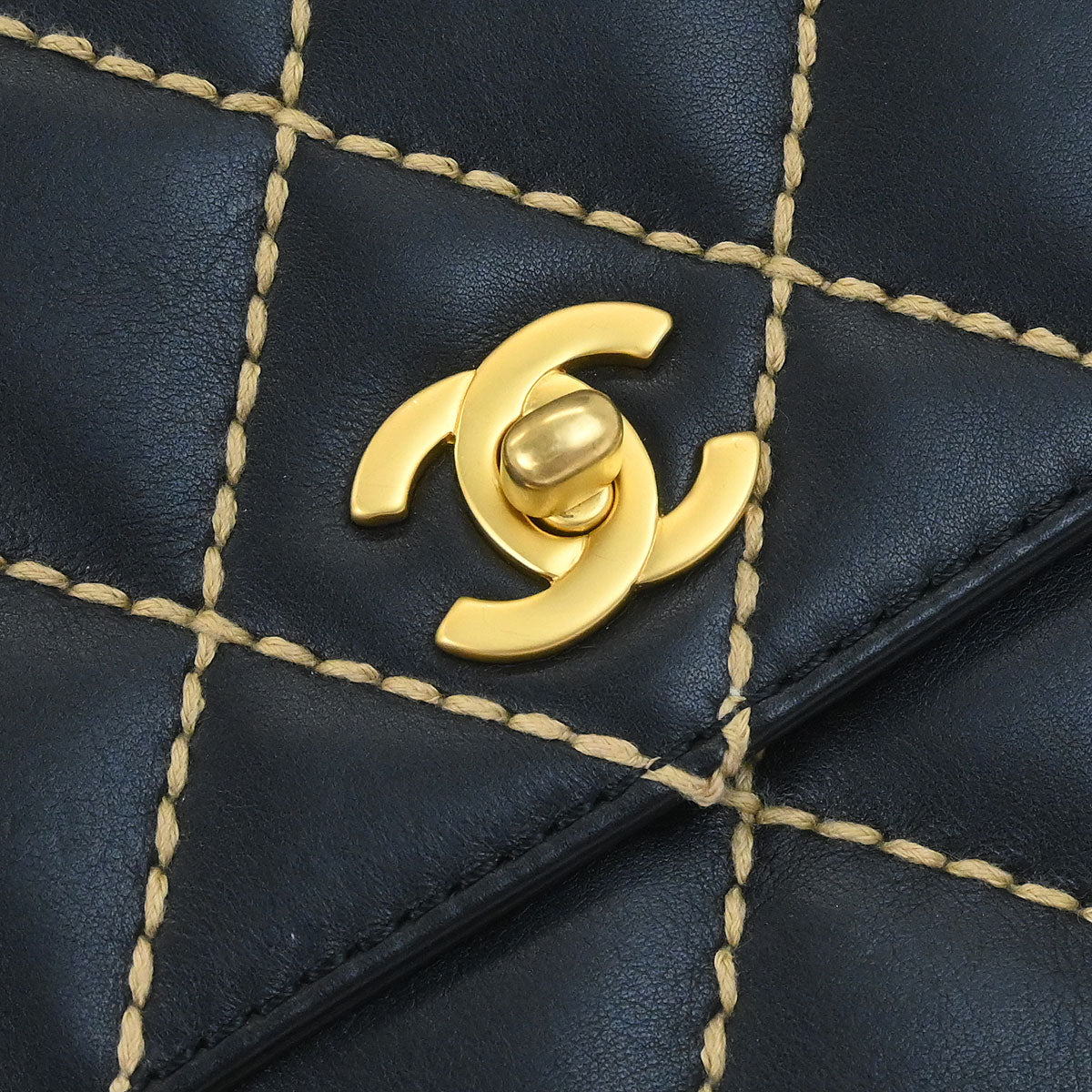 Chanel 2006-2008 Black Calfskin Wild Stitch Single Flap Shoulder Bag