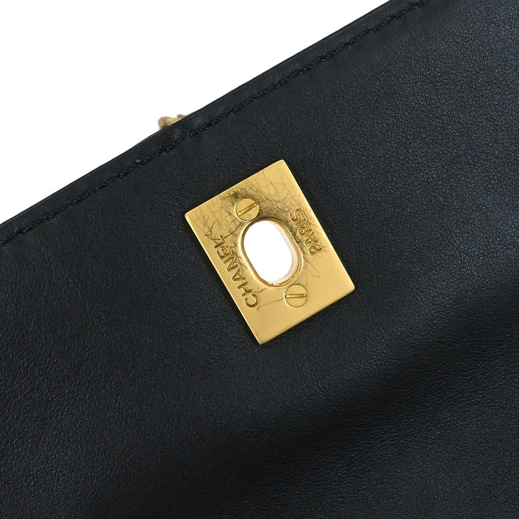 Chanel 2006-2008 Black Calfskin Wild Stitch Single Flap Shoulder Bag