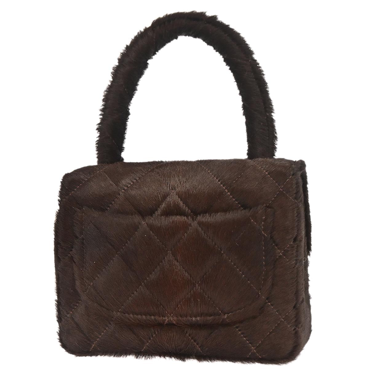 Chanel 1991-1994 Brown Pony Hair Micro Classic Flap Handbag