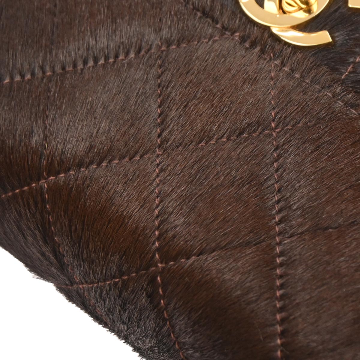 Chanel 1991-1994 Brown Pony Hair Micro Classic Flap Handbag
