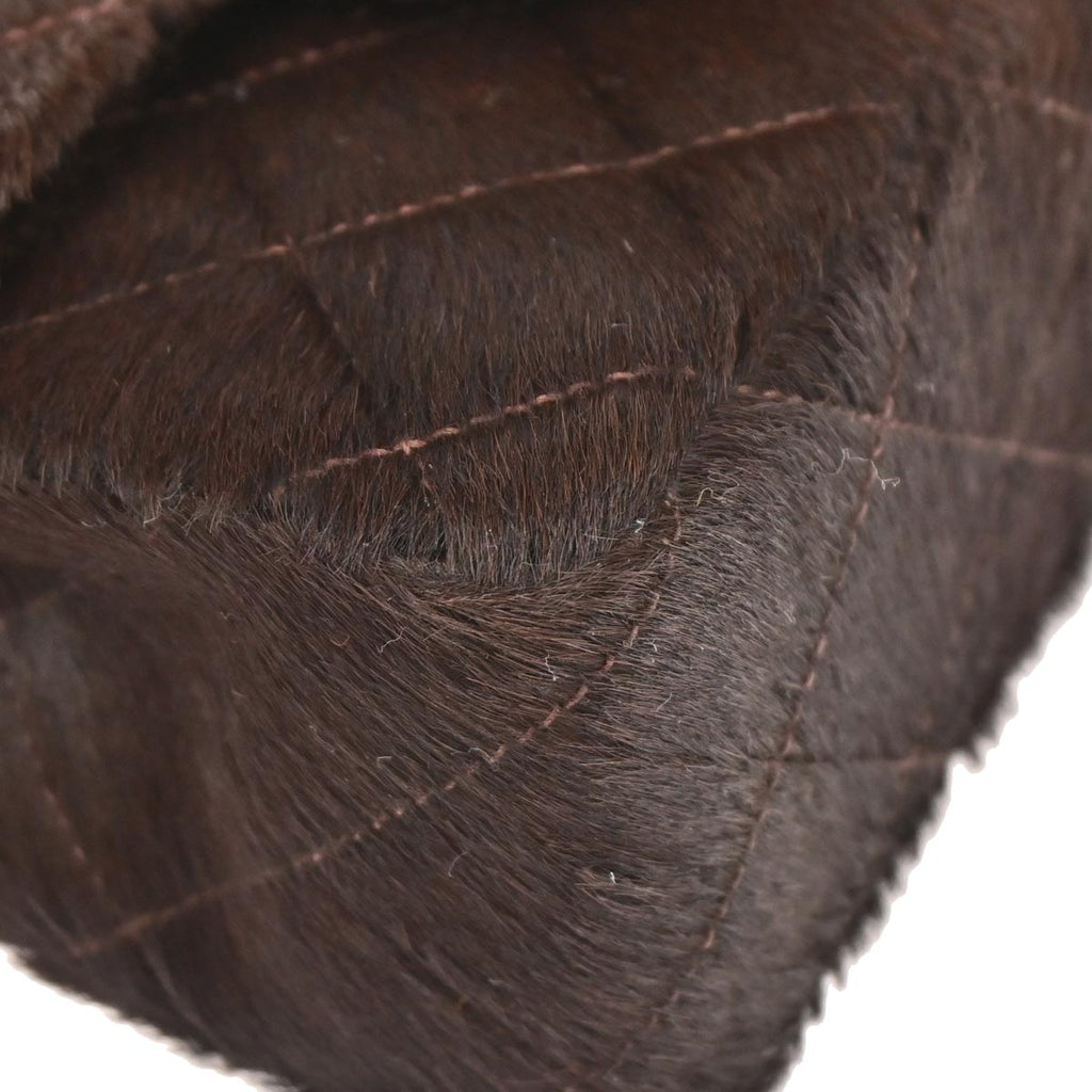 Chanel 1991-1994 Brown Pony Hair Micro Classic Flap Handbag