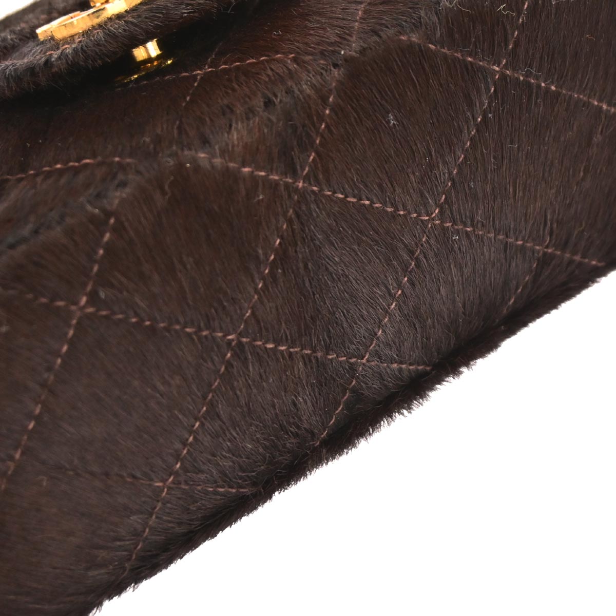 Chanel 1991-1994 Brown Pony Hair Micro Classic Flap Handbag
