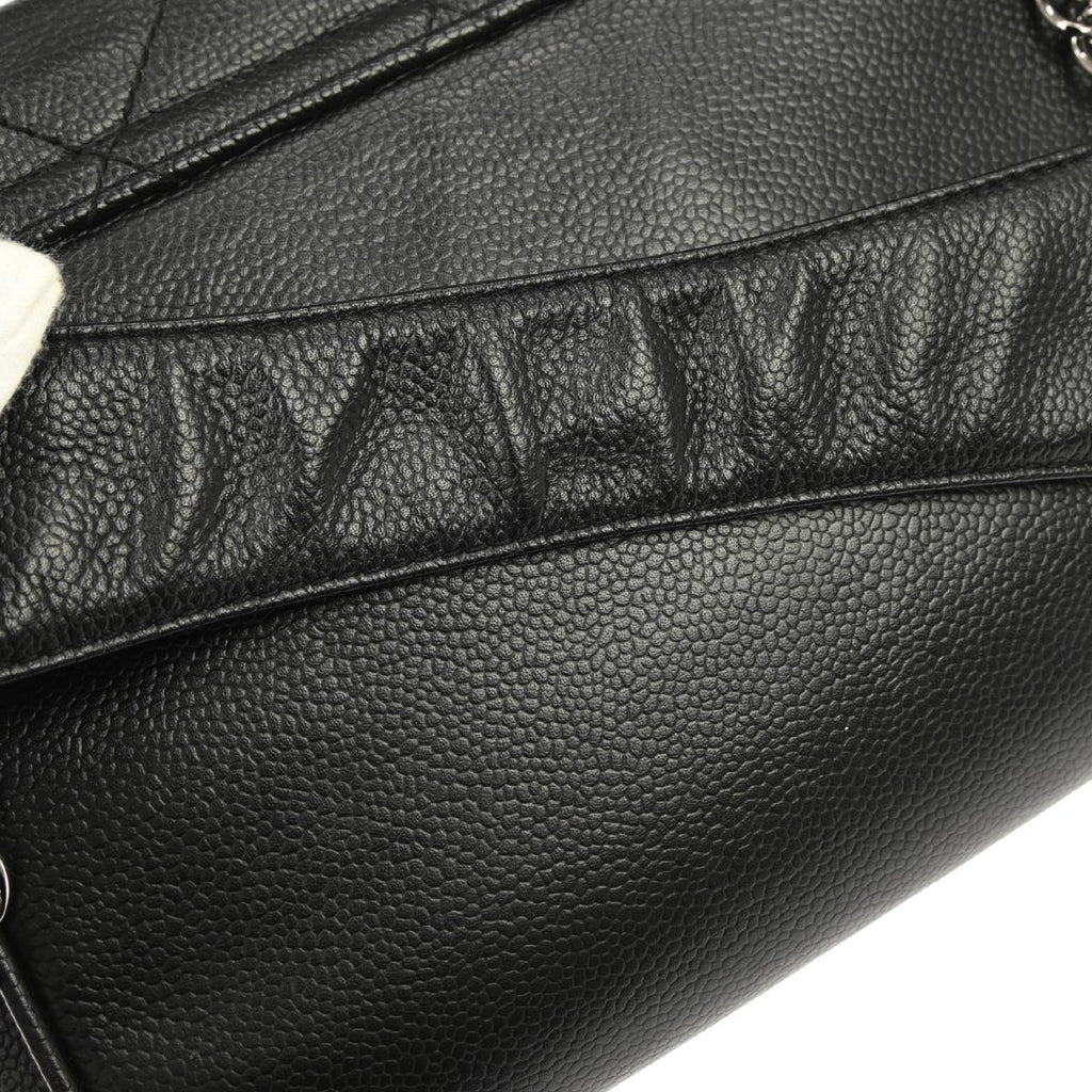 Chanel 2003-2004 Black Caviar Skin Accordion Flap Handbag