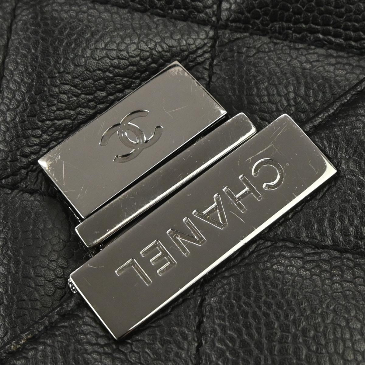 Chanel 2003-2004 Black Caviar Skin Accordion Flap Handbag