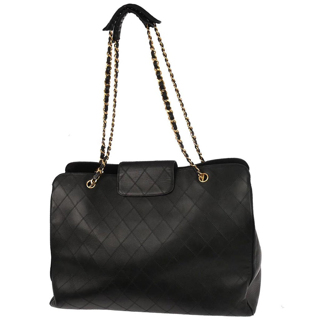 Chanel 1991-1994 Black Lambskin Bicolore Supermodel Shoulder Bag