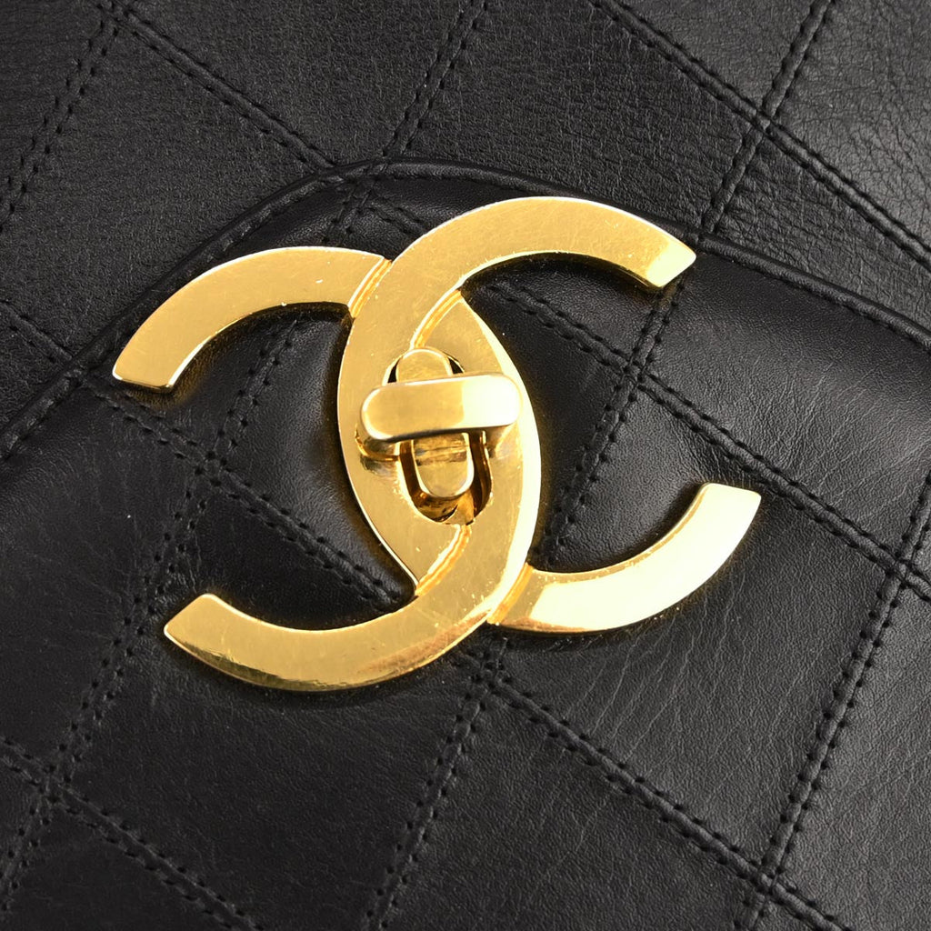 Chanel 1991-1994 Black Lambskin Bicolore Supermodel Shoulder Bag