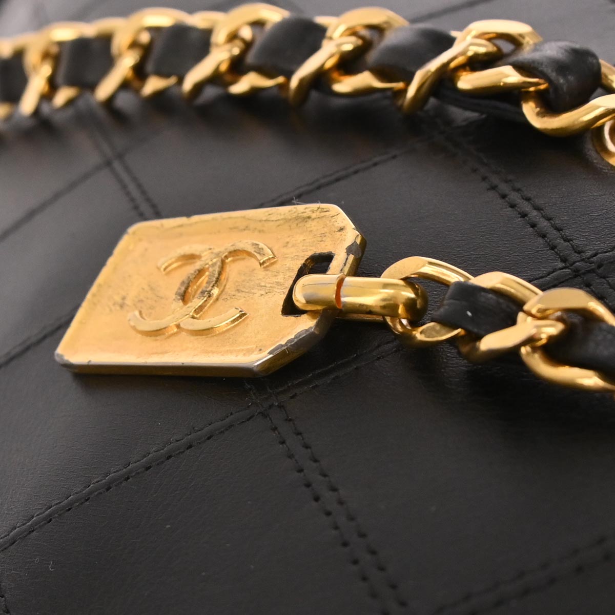 Chanel 1991-1994 Black Lambskin Bicolore Supermodel Shoulder Bag