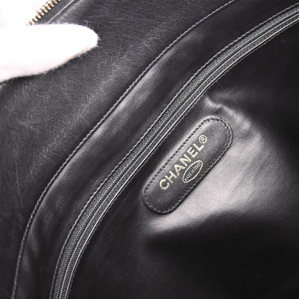 Chanel 1991-1994 Black Lambskin Bicolore Supermodel Shoulder Bag
