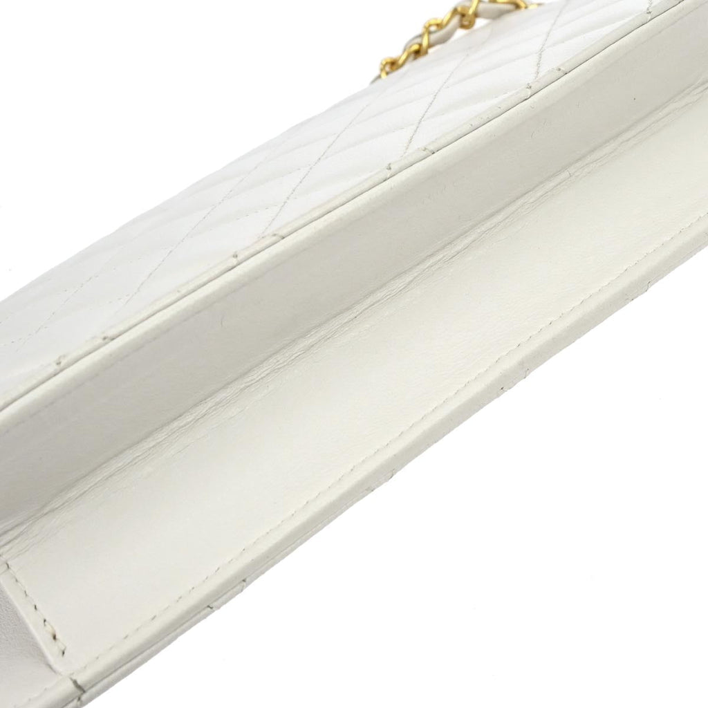Chanel 1989-1991 White Lambskin Double Turnlock 2way Shoulder Handbag