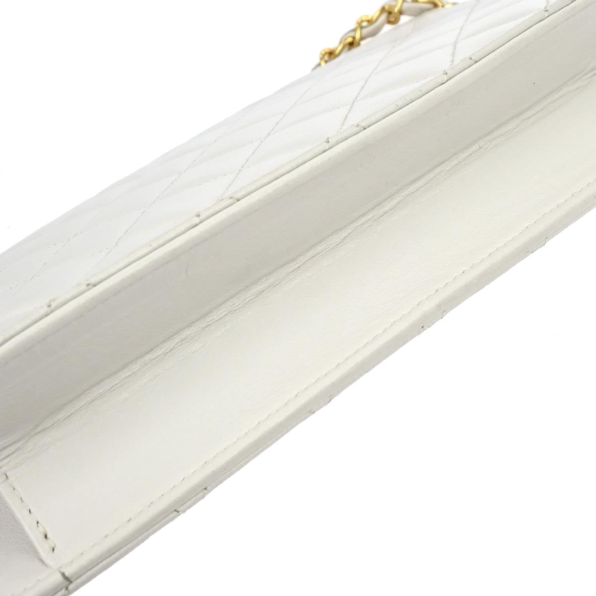 Chanel 1989-1991 White Lambskin Double Turnlock 2way Shoulder Handbag