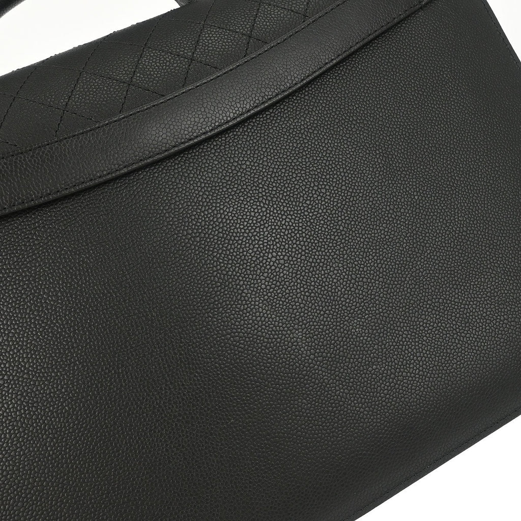 Chanel 2015-2016 Black Caviar Skin Briefcase Business 2way Shoulder Handbag