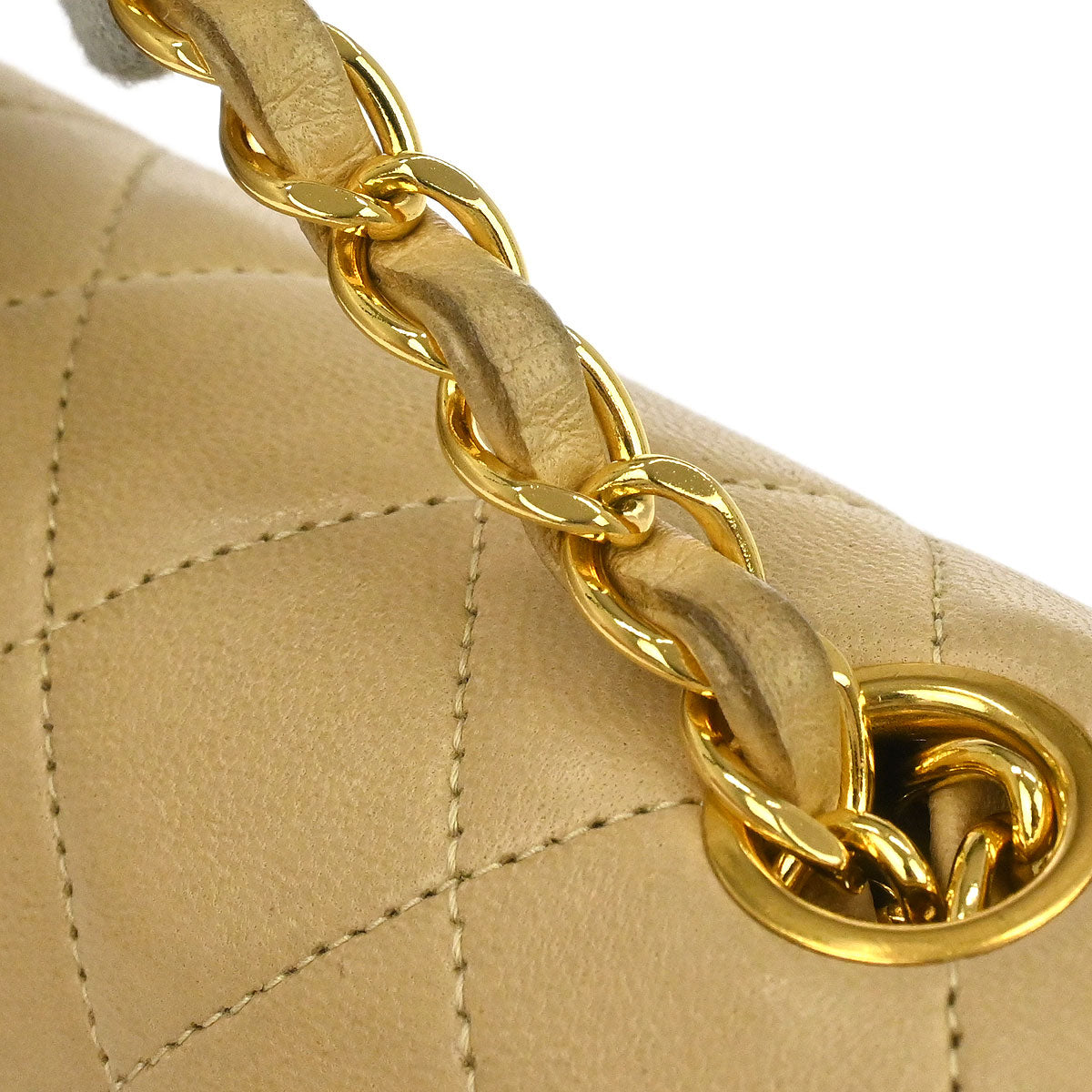 Chanel 1991-1994 Beige Lambskin Mini Classic Square Flap Shoulder Bag 17