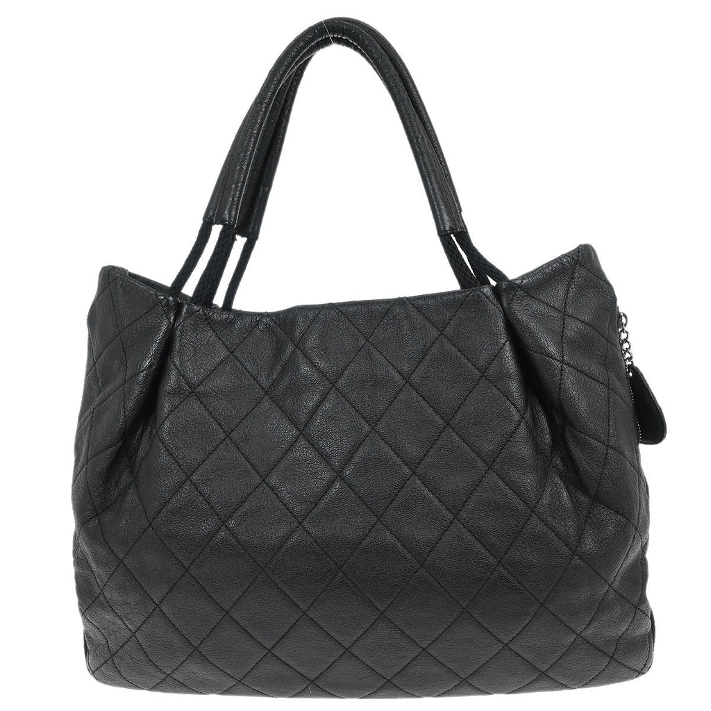Chanel 2009-2010 Black Calfskin Boating Classic Shopper Tote Bag